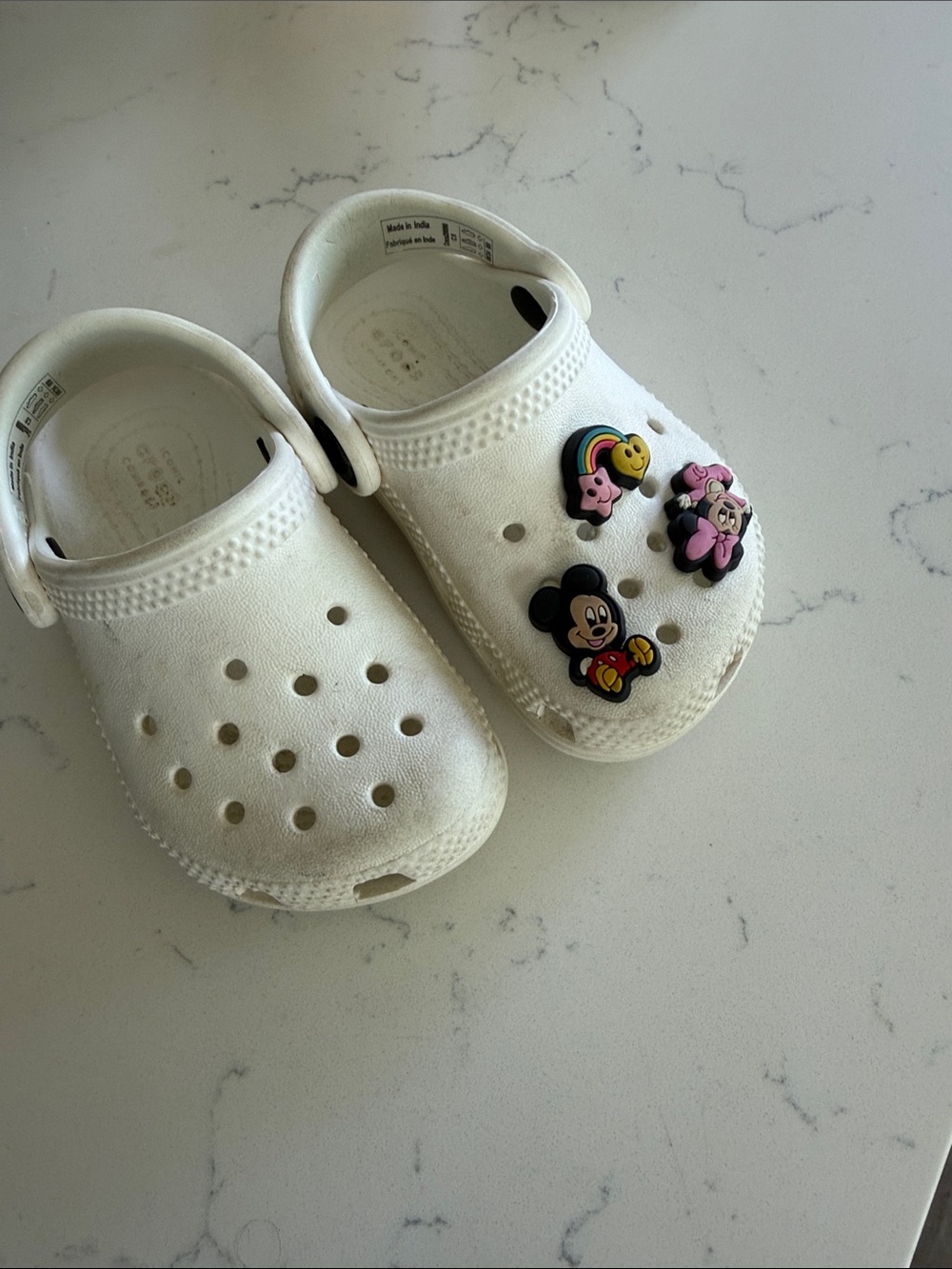 CROCS Kids White Clogs with Character Jibbitz